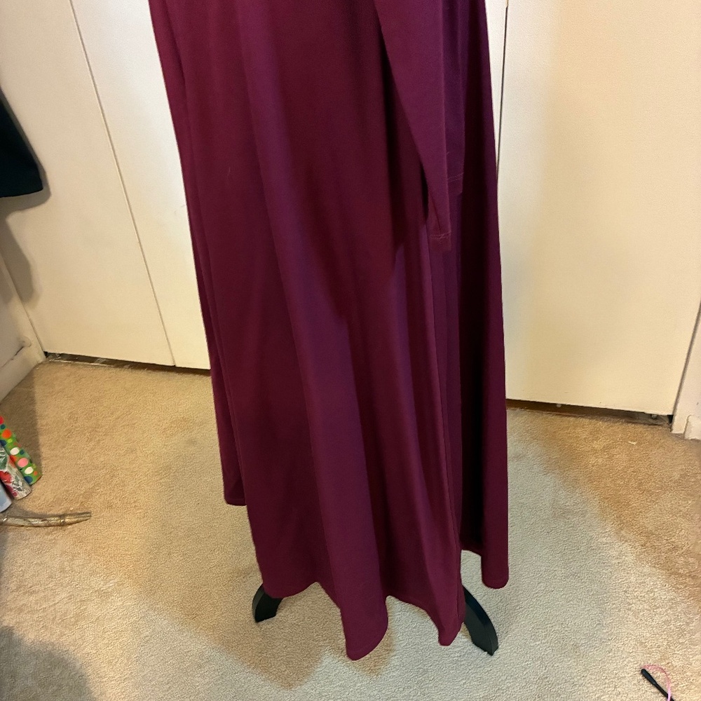 Alfani Burgundy Fit and Flare Dress, Sccop Neck Dress, Long Sleeves,  Medium - Picture 5 of 10